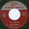 Original Recording Label of Are You Sincere by Andy Williams