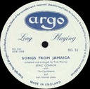 Banana Boat Song on LP Songs From Jamaica, Argo RG 33, Edric Connor: original record label