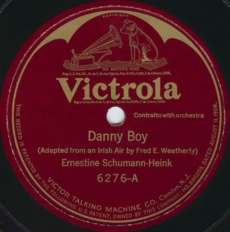 Danny Boy, Victrola 6276, Ernestine Schumann-Heink: original record label