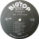 His Latest Flame, Del Shannon, Bigtop 12-1303 LP: original record label