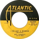 I Got A Woman 45 rpm, Atlantic 45-1050, Ray Charles: original record label