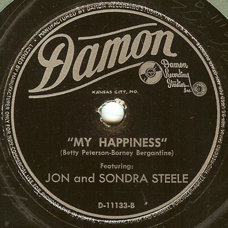 My Happiness, Jon and Sondra Steele, Damon D-11133-B: original recording label