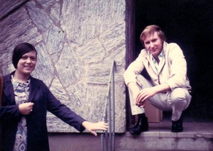 Dave Kaye at the stage door with a fan during the Luxembourg 1970 IEPAS convention